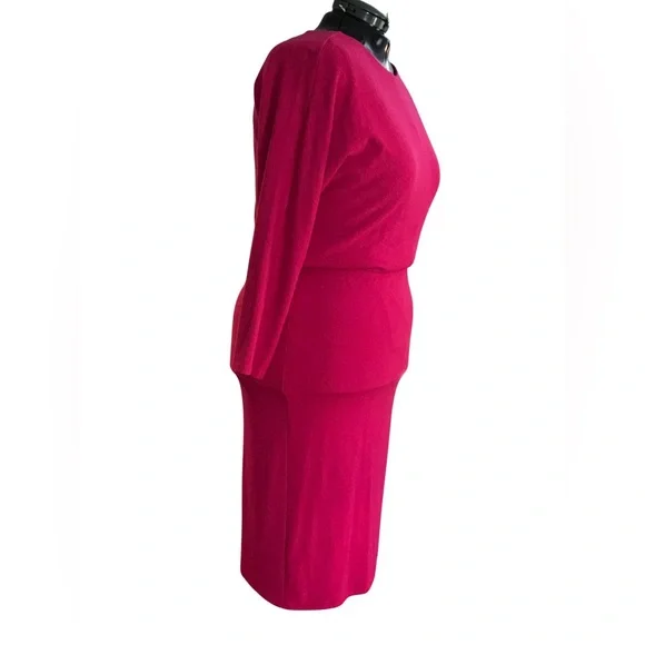 Heidi Daus Dolman Sleeve Blouson Dress Magenta 1X NWT Designer Hot Pink - Picture 6 of 7